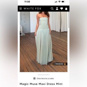 White Fox Boutique Magic Muse Strapless Maxi Dress Mint- SOLD OUT